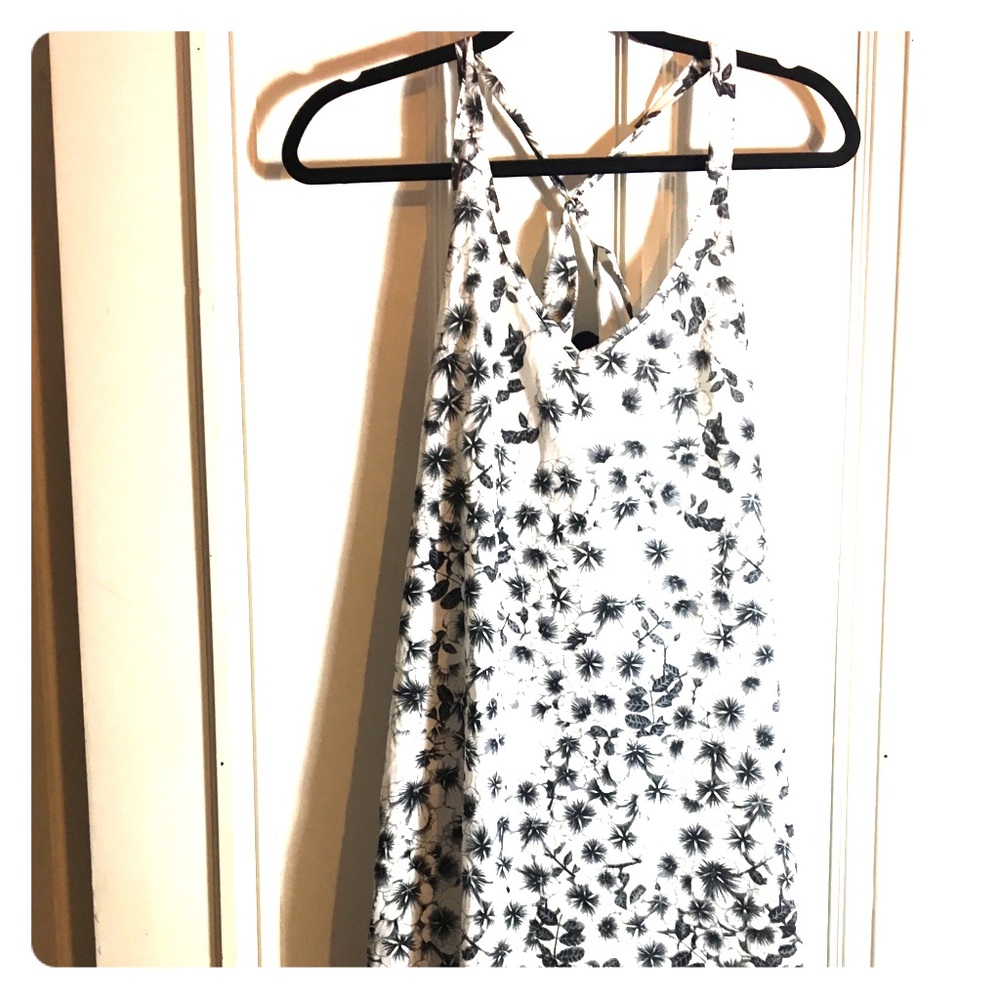 H&M Midi Length Black & White Floral Dress